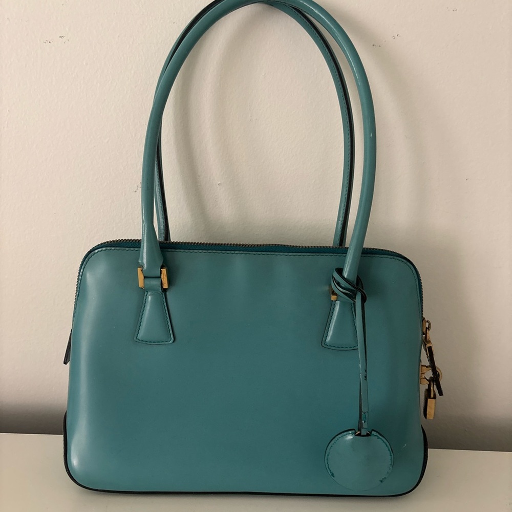 Salvatore Ferragamo Turquoise Teal Vintage Italian Leather Shoulder Bag